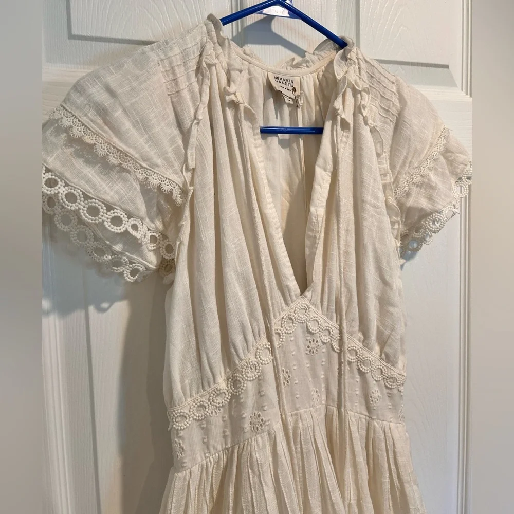 Hemant & Nandita Babydoll Lace Off White Cream Dress XS NWT - Picture 10 of 15